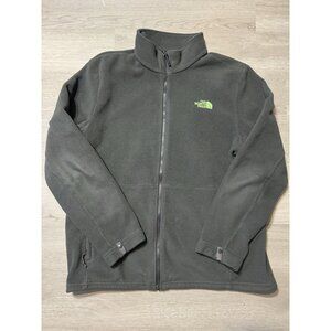Mens The North Face Grey Green Logo Full ZIP Fleece Pockets Jacket Size XL
